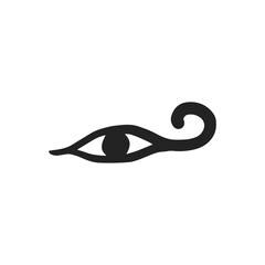 Black Eye of Horus icon on white background, ancient Egyptian protection and power symbol in minimalist design, ideal for branding, esoteric projects, and historical illustrations.