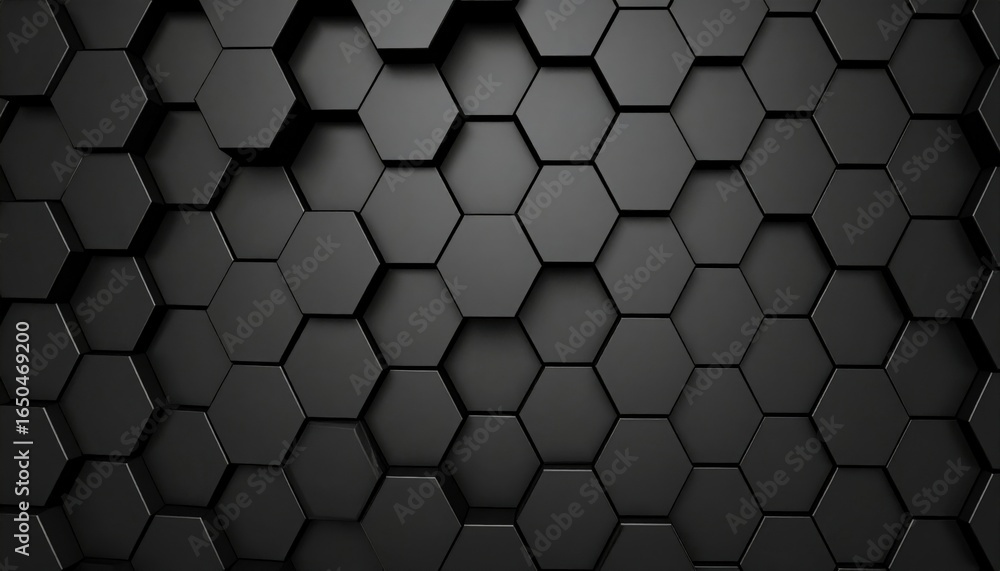 Poster hexagonal pattern design abstract background digital art black environment close-up view modern conc