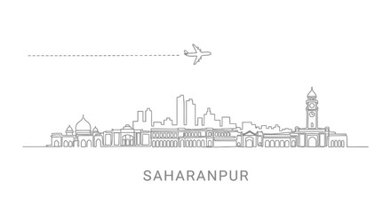 Obraz premium Saharanpur Skyline Minimalist Cityscape Vector.