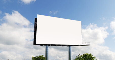 Fototapeta premium Large White Billboard with Steel Frame in Daylight