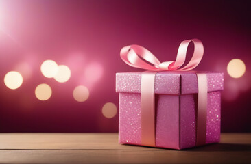 Gift Box in pink paper with pink bow
