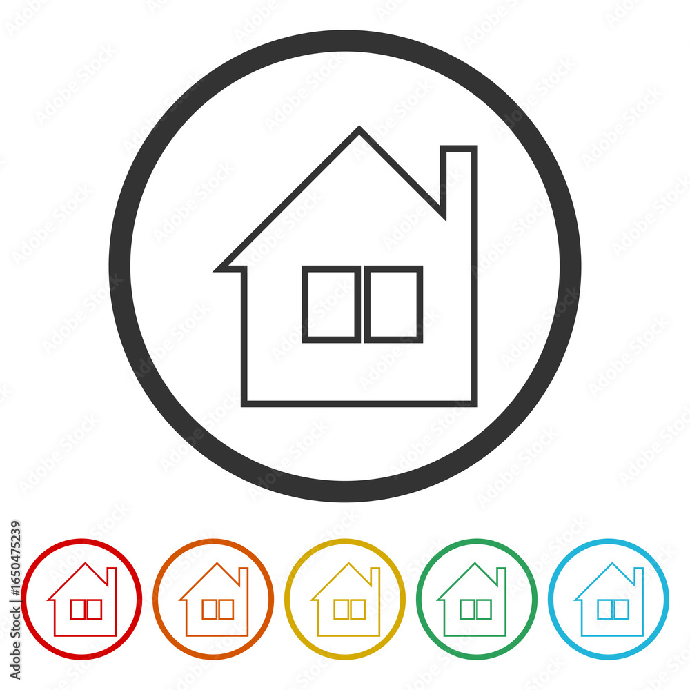 Poster house simple icon. set icons in color circle buttons