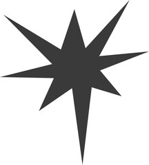 Irregular stars shape. Abstract random spiky spark. Geometric funky flash with rays. Black retro sparkle