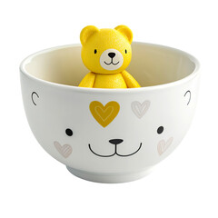 Bear Toy in Bowl Transparent Background Cute Stuffed Animal PNG