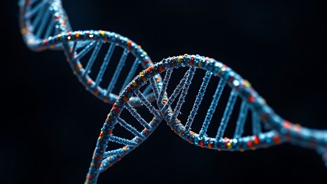 A DNA helix woven from mathematical formulas, entwining all known life within its spiral.