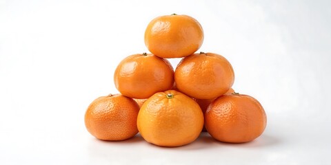 A Stack of Bright Orange Mandarin Oranges on a White Background