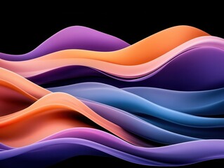Abstract colorful waves flowing on black background, design element