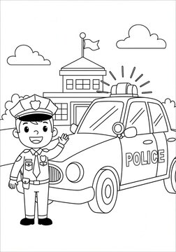 police officer waving near police car clip art preview