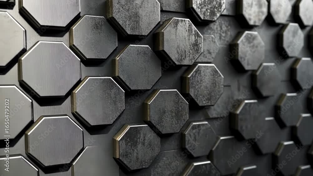 Aufkleber abstract geometric background with metallic hexagonal tiles seamlessly moving animation video