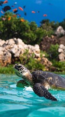 Obraz premium Sea Turtle in Aquarium