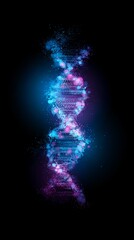 Obraz premium Abstract molecular structure in glowing colors representing a scientific DNA helix concept with futuristic tones. 