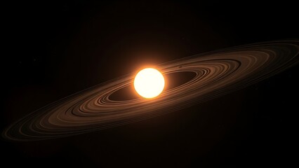 A fading solar system model with the sun dimming to black in deep space.