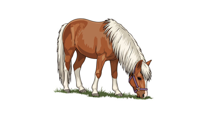 grazing haflinger horse transparent background vector illustration