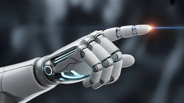 3d render of a metallic robot hand holding a gun isolated on a black background