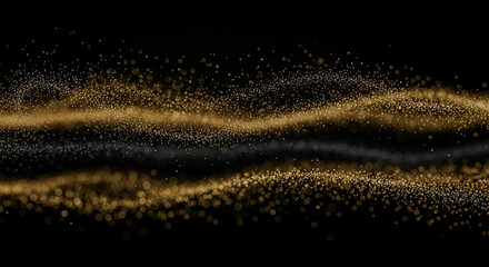 Shimmering Gold and Black Dust Particles — Photorealistic Macro Background with Depth, Dramatic High-Contrast Luxury Effect