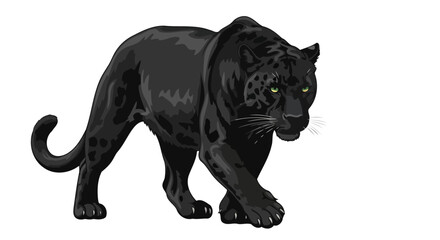 Fototapeta premium majestic black panther transparent background vector illustration for design projects