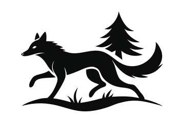 Solid color Maned Wolf running animal vector design