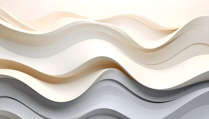 Serene Abstract Waves of Soft Cream, Beige, and Grey Paper Layers