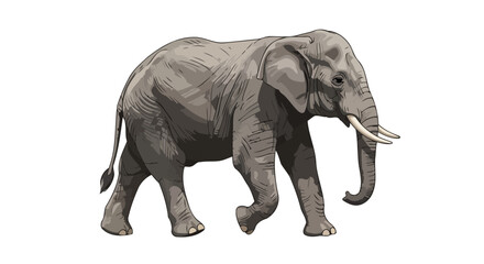 Fototapeta premium majestic elephant walking transparent background vector illustration