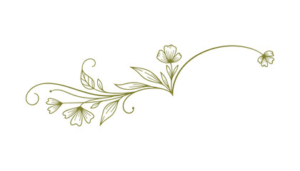 Elegant olive floral branch ornament with stylized flowers and leaves. A decorative design element. ©  MVectors