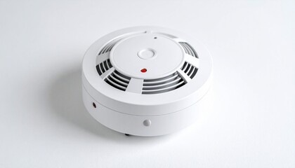 White smoke detector with red indicator light.