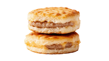 Delicious sausage biscuit breakfast food snack isolated on white background