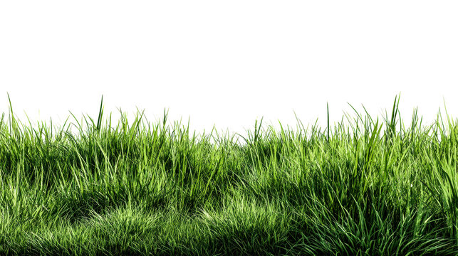Dense lush green grass blades on transparent background - Powered by Adobe