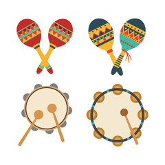 Musical Instruments Maracas Tambourines and Drums