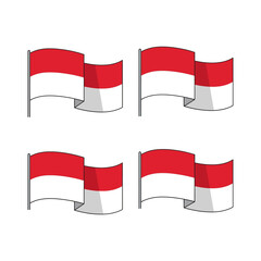 Indonesian Flags in Various Wind Effects