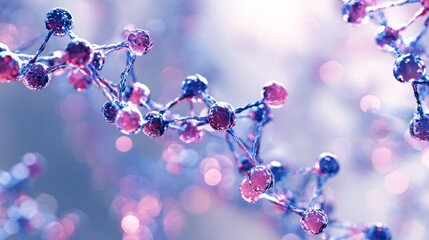 Abstract DNA helix structure glowing in blue and purple tones on a dark scientific background.
