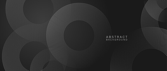 Abstract black background with layered circular geometric shapes, modern and stylish design ideal for luxury branding, presentations, posters, and web graphics.