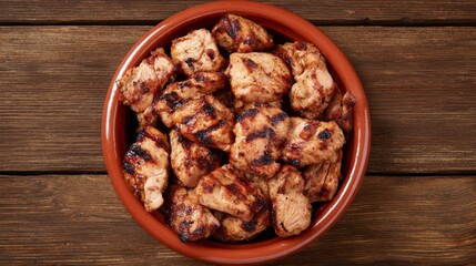 Obraz premium Grilled spiced chicken nestled in rustic pottery, inviting autumnal feasts and spirited Harvest Moon festivals, juicy with smoky allure
