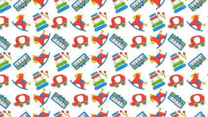 Seamless pattern of various cartoon style toys