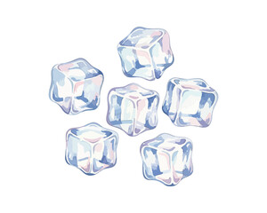 Obraz premium Fresh ice cubes, hand painted with blue and white color palette, cool and refreshing. Vector Illustration.
