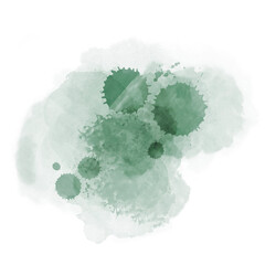Green Watercolor Ink Stains Abstract Background with Transparent Texture for Invitation, Greeting Card, Poster and Creative Design Template