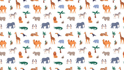 Obraz premium Seamless pattern of various cartoon animal designs
