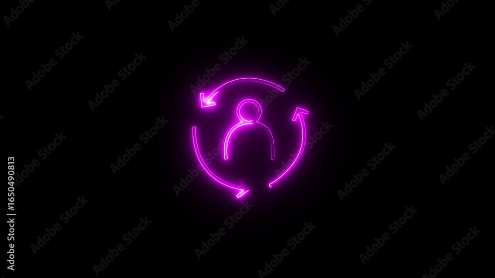 Aufkleber glowing user icon animation man stylized human figures, glowing effect, dark background . user line 