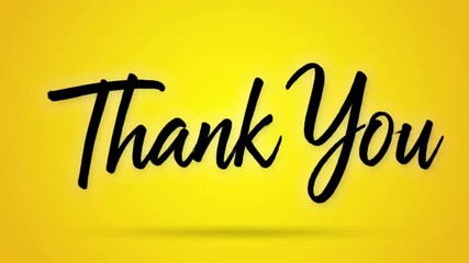 Thank you message in black cursive font against a bright yellow background with soft gradient effect - Powered by Adobe