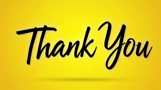 Thank you message in black cursive font against a bright yellow background with soft gradient effect