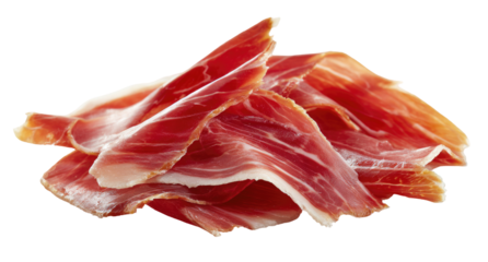 Thinly sliced cured ham, piled high