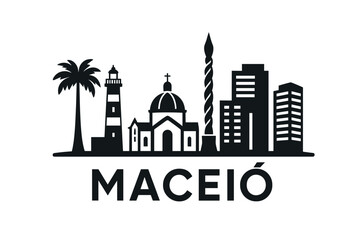 Fototapeta premium Maceió city skyline with iconic buildings and landmarks