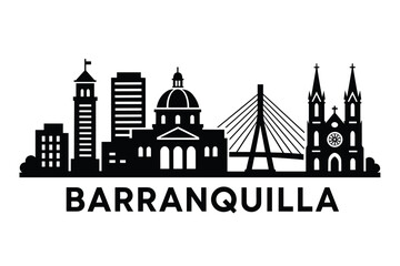 Fototapeta premium Barranquilla city skyline with iconic buildings and landmarks
