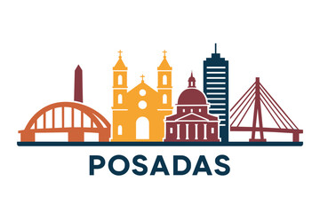Naklejka premium Posadas city skyline with iconic buildings and landmarks