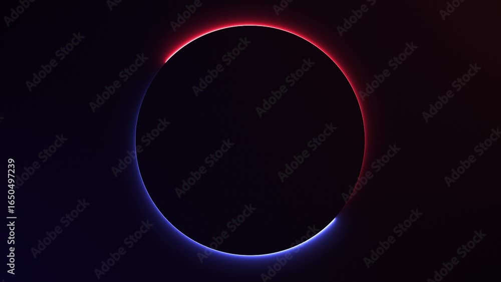 Aufkleber red and blue effect neon glowing circular frame background. repetitive motion animation and flashing