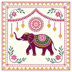 Fototapeta premium Decorated Elephant Graphic: Royalty-Free Stock Photo.