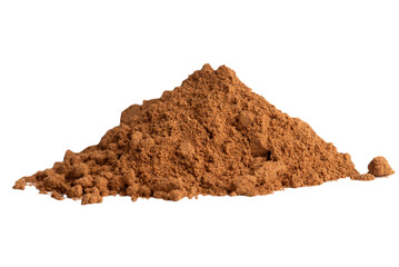 Brown spice mound on clear background, organic cinnamon for culinary use.