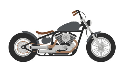 Obraz premium Classic Grey Chopper Motorcycle with Brown Seat.