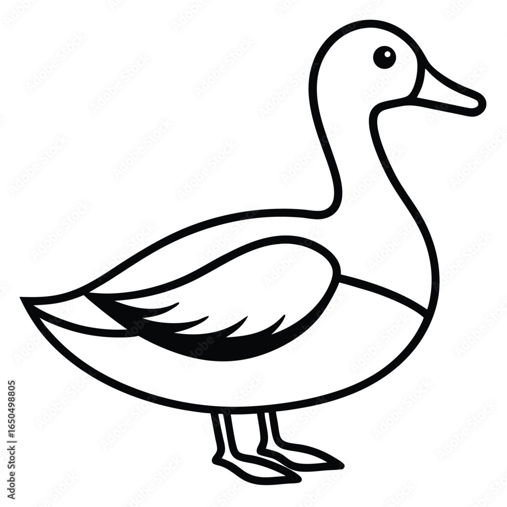 Aufkleber Charming single line drawing of a duck in a continuous outline style