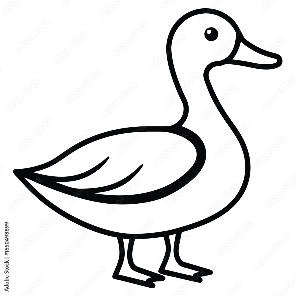 Aufkleber charming single line drawing of a duck in continuous outline style