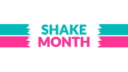 Shake Month text with side lines on a White background. Which is observed every year in September to celebrate and wish Shake Month.